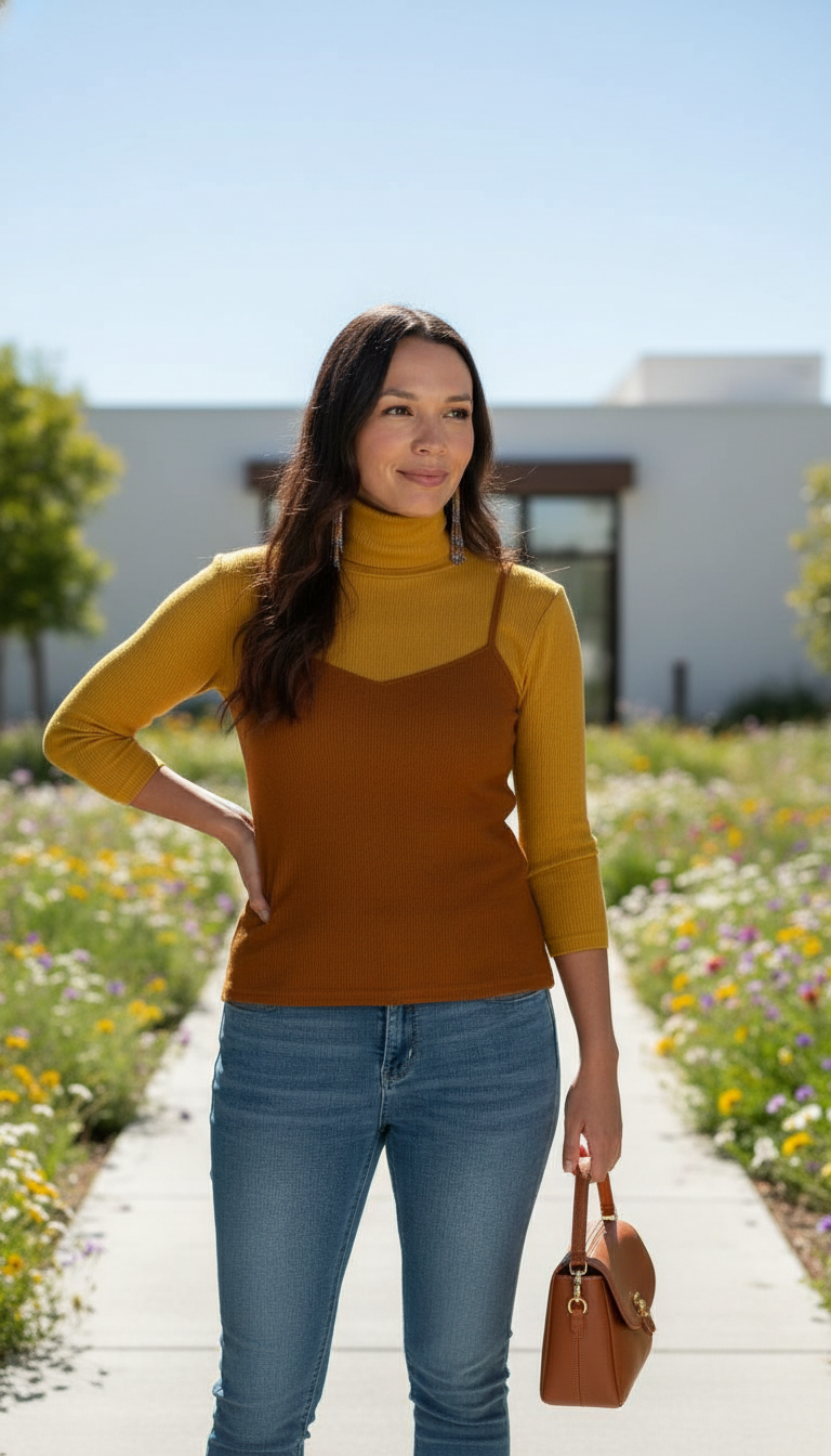 Two Toned Turtleneck Camisole