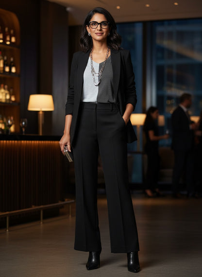 Color Split Long Sleeve V-Neck