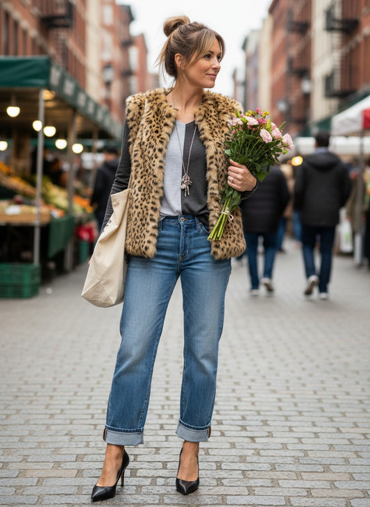 Color Split Long Sleeve V-Neck