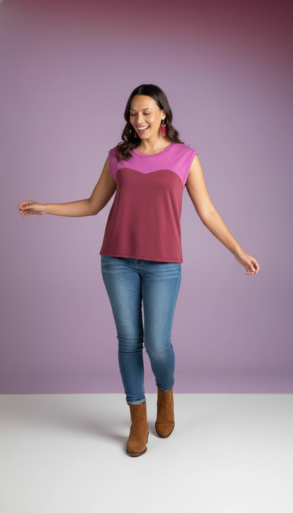 Two Toned Cap Sleeve Sweetheart