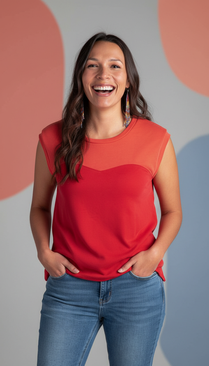 Two Toned Cap Sleeve Sweetheart