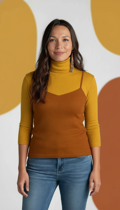 Two Toned Turtleneck Camisole