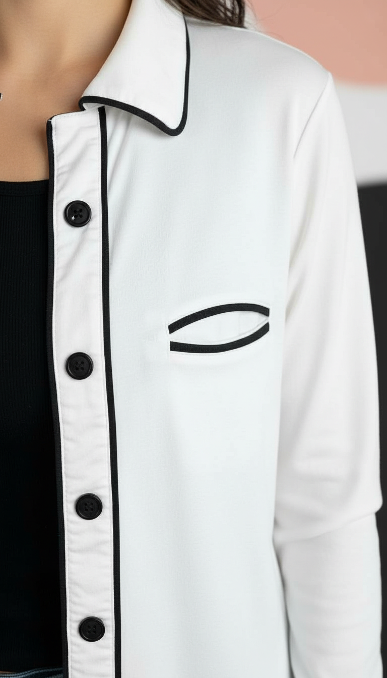 Pajama Styled Long Sleeve Blouse